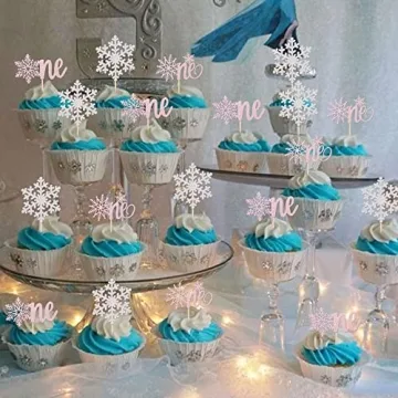 Rsstarxi 36 Pack Snowflake Cupcake Toppers for Parties