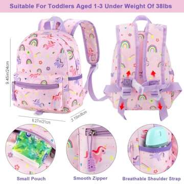 Accmor Toddler Backpack Leash, Cute Unicorn Baby Backpacks with Anti Lost Wrist Link, Mini Kids Back...