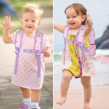 Accmor Toddler Backpack Leash, Cute Unicorn Baby Backpacks with Anti Lost Wrist Link, Mini Kids Backpack Leash Walking Harness for Outdoor Travel, Small Backpack Tether for Boys Girls 1-3 (Pink)