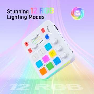 MAONO Gaming Audio Mixer & USB/XLR Microphone, Audio Interface with Pro-preamp, RGB, Bluetooth, 48V Phantom Power for Live Streaming, Podcasting, Content Create, Gaming MaonoCaster