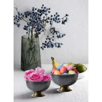 Serene Spaces Living Large Antique Style Hammered Copper Decorative Bowl: Rustic Accent for Flowers, Potpourri, Keys. Ideal for coffee table or Entryway Console, 5" Tall & 8.25" Diameter