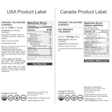 Food to Live Organic Almonds, 3 Pounds Non-GMO, Whole, Raw, No Shell, Unpasteurized, Unsalted, Vegan...