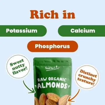Food to Live Organic Almonds, 3 Pounds Non-GMO, Whole, Raw, No Shell, Unpasteurized, Unsalted, Vegan, Kosher, Bulk. Keto Snack. Good Source of Vitamin E, Protein. Great for Almond Milk, Nut Butter
