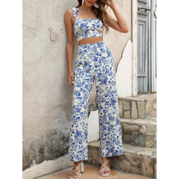Floerns Women's Boho Floral Print Summer Set - Stylish & Comfortable