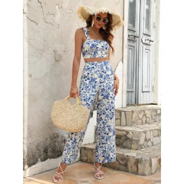 Floerns Women's Boho Floral Print Summer Set - Stylish & Comfortable