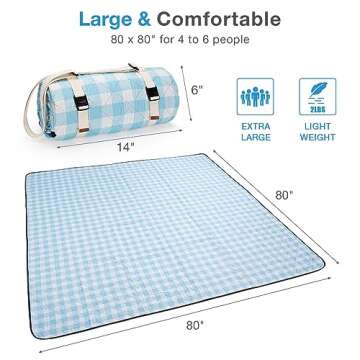 WILLOW WEAVE Picnic Blanket, 80''x80'' Waterproof Outdoor Blankets, Picnic Mat Washable for Beach, P...
