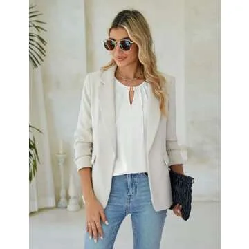 Blooming Jelly Womens Dressy Casual Tops Pleated Keyhole Work Blouses Puff Sleeve Summer T Shirts 2024 (Medium, White)