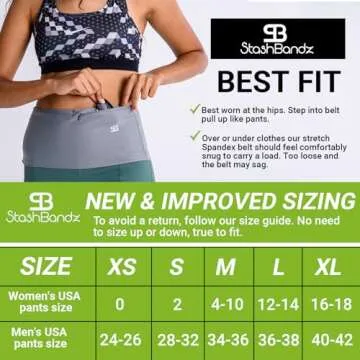 StashBandz Running Belt for Women Men, 4 Large Wide Security Pockets (1 Zippered), Runners Pouch Fanny Pack, Running Phone Holder for Workout, Jogging, Hiking, Money Belt Travel Gear Accessories