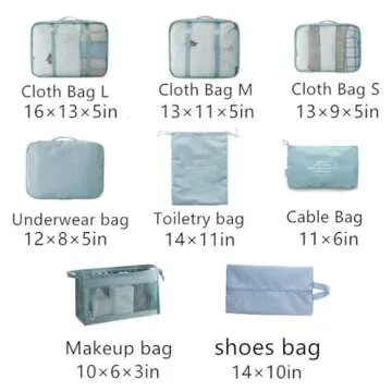 OEE 9 pcs Luggage Packing Organizers Packing Cubes Set for Travel