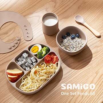 Ultimate SAMiGO Baby Led Weaning Supplies | Silicone Feeding Set for Easier Mealtimes