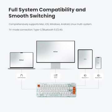 MelGeek Mojo84 Plastic Transparent Mechanical Keyboard, Wireless Custom Gaming Keyboard with Bluetoo...