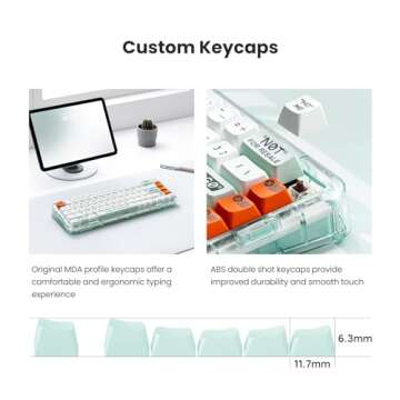 MelGeek Mojo84 Plastic Transparent Mechanical Keyboard, Wireless Custom Gaming Keyboard with Bluetooth