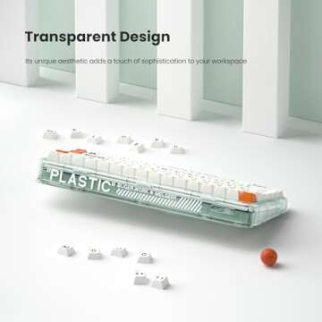 MelGeek Mojo84 Plastic Transparent Mechanical Keyboard, Wireless Custom Gaming Keyboard with Bluetooth