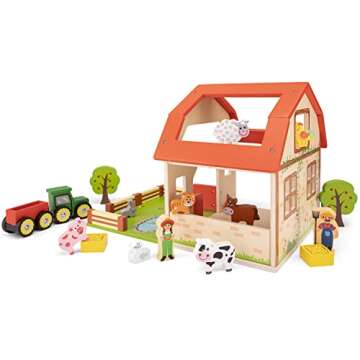 New Classic Toys Wooden Farm House Playset Educational Toys and Color Perception Toy for Preschool A...