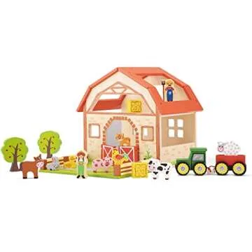 New Classic Toys Wooden Farm House Playset for Kids