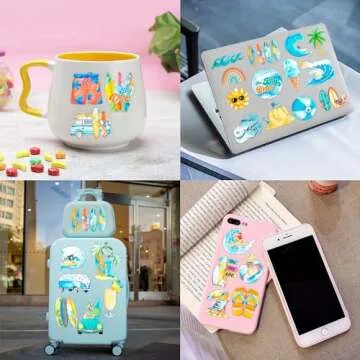 Generic 100 PCS The Big One Surfboard Surfs Up Theme Party Decorations Cute Tattoos Stickers Baby Boy 1st First One Birthday Party Decorations Favors Gifts for Kids School Rewards, Blue