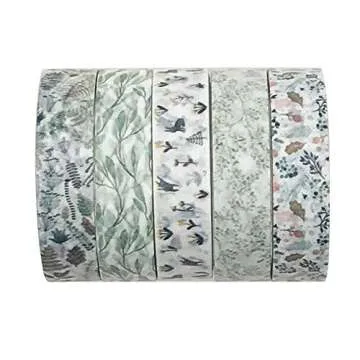 EnYan 5 Rolls Vintage Floral Washi Tape Set, Japanese Masking Decorative Tapes for DIY Crafts and Arts Bullet Journal Planners Scrapbooking Adhesive