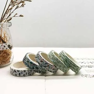 EnYan 5 Rolls Vintage Floral Washi Tape Set, Japanese Masking Decorative Tapes for DIY Crafts and Arts Bullet Journal Planners Scrapbooking Adhesive
