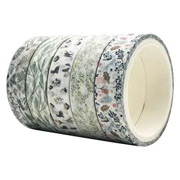 EnYan 5 Rolls Vintage Floral Washi Tape Set, Japanese Masking Decorative Tapes for DIY Crafts and Arts Bullet Journal Planners Scrapbooking Adhesive