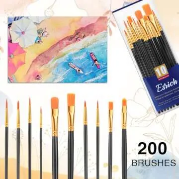 ESRICH 200 Pcs Acrylic Paint Brushes for All Artists