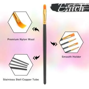 ESRICH 200 Pcs Acrylic Paint Brushes for All Artists