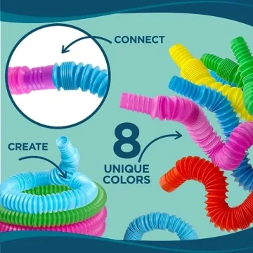 BUNMO Pop Tubes - Sensory Toys for Creative Play - 8 Pack