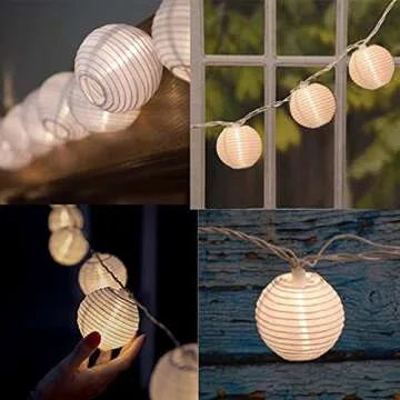 White Lantern String Lights Plug in, 8.5Ft Hanging Indoor Decorative String Lights with 10 Cute White Nylon Lanterns Lights Connectable for Indoor Outdoor Bedroom Ramadan Backyard Patio Bistro Decor