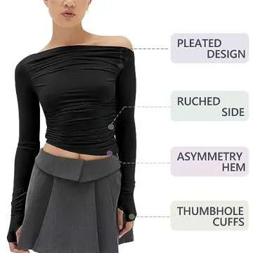 MISS MOLY Women's Off Shoulder Asymmetrical Tops - Chic & Stylish Layering Essential