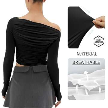 MISS MOLY Off Shoulder Y2K Ruched Tops for Women