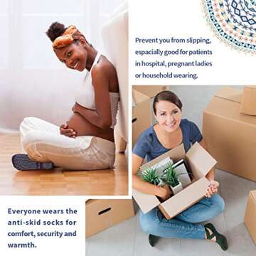 Ozaiic Non Slip Socks for Yoga Pilates Barre Fitness Hospital Socks for Women (4 Pairs - Navy/D.gray/D.green/D.purple)