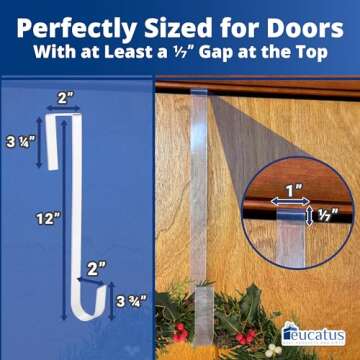 Non Scratch 100% Clear 12in Wreath Hanger 2Pk. Slim Christmas Wreaths Holders for Hanging Fall Hallo...