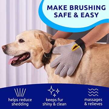 Pet Grooming Gloves - Left + Right - Enhanced Five Finger Design - for Cats, Dogs & Horses - Long & Short Fur - Gentle De-Shedding Brush - Your Pet Will Love It