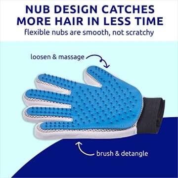 Pet Grooming Gloves - Left + Right - Enhanced Five Finger Design - for Cats, Dogs & Horses - Long & Short Fur - Gentle De-Shedding Brush - Your Pet Will Love It