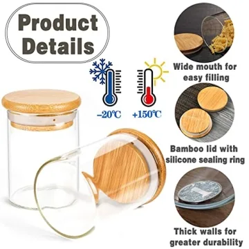 GPOVVIMX 12 Pcs Glass Spice Jars Set - Stylish Food Storage