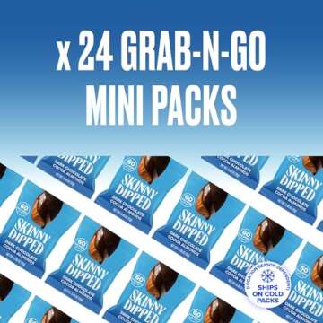 SkinnyDipped Dark Chocolate Cocoa Almonds - Healthy, Gluten-Free Snack, 24 Pack