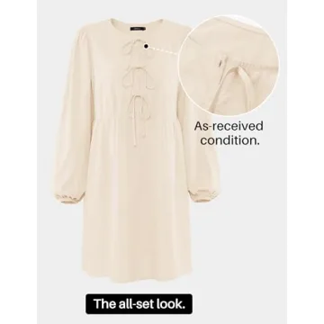 ZESICA Women's Chic Tie-Front Long Sleeve Spring Dress