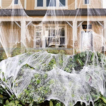 1000 sqft Stretch Spider Web for Indoor and Outdoor Halloween Decorations, Halloween Theme Party (Wh...