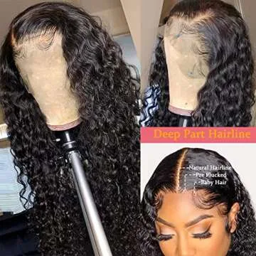 SuCoo 26inch Deep Wave 13x4 Lace Front Wig - 100% Brazilian Human Hair