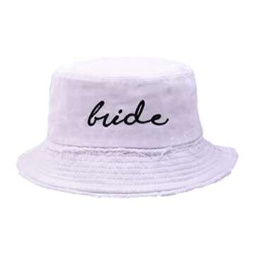 6 Pack Bachelorette Bucket Hat for Bride Squad Distressed Embroidered Sun Hat Bridal Party Gift 1 Bride + 5 Squad