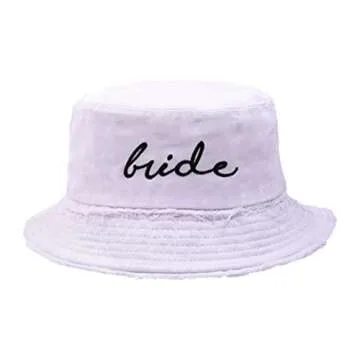 6 Pack Bachelorette Bucket Hat for Bride Squad Distressed Embroidered Sun Hat Bridal Party Gift 1 Bride + 5 Squad