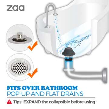 zaa Silicone Bathtub Drain Hair Catcher 2 Pack