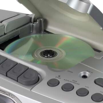 Studebaker Retro Edge Big Sound Bluetooth Boombox with CD/Cassette Player-Recorder/AM-FM Stereo Radio (Silver/SB2150S)