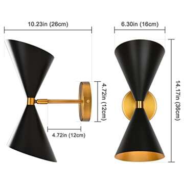 Pomitos Black and Brass Wall Sconce - Mid Century Modern Indoor Lighting
