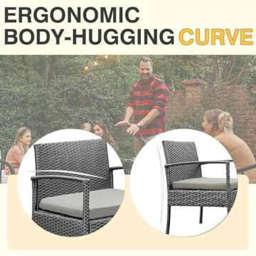 PROHIKER 3 PCS Patio Rattan Conversation Chairs Set, Outdoor Patio Furniture Balcony Furniture Set, Wicker Patio Bistro Set for Garden Porch Balcony Yard, Gray