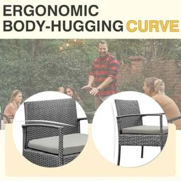 PROHIKER 3 PCS Patio Rattan Conversation Chairs Set, Outdoor Patio Furniture Balcony Furniture Set, Wicker Patio Bistro Set for Garden Porch Balcony Yard, Gray