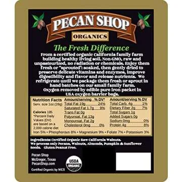 Pecan Shop Sprouted Organic Raw California Walnuts, High Halves Count, Lightly Sea Salted, 2 Pound