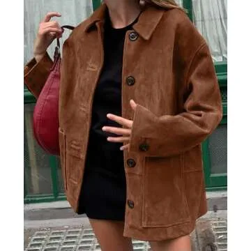 Chouyatou Casual Faux Suede Jacket for Women