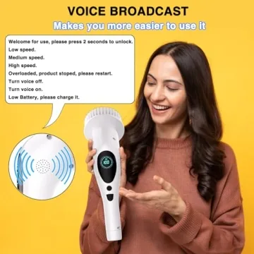 Cordless Electric Spin Scrubber 3 Speed 9 Heads Voice Broadcast