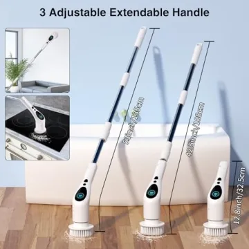 Cordless Electric Spin Scrubber 3 Speed 9 Heads Voice Broadcast