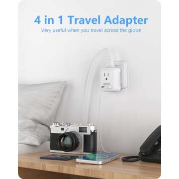 LENCENT European Travel Plug Adapter - 4-in-1 Travel Essential